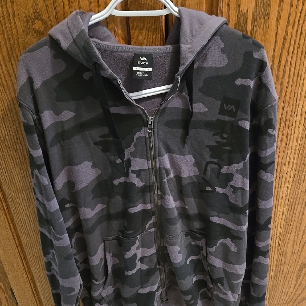 RVCA Black and Gray Zip Up Sweater Mens